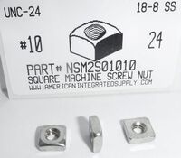 #10-24 SQUARE MACHINE SCREW NUT 18-8 STAINLESS STEEL