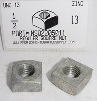 1/2-13 REGULAR SQUARE NUT STEEL ZINC 13/16 AF X 7/16 TH