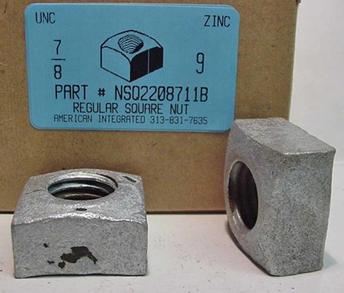 7/8-9 REGULAR SQUARE NUT STEEL ZINC (DISCONTINUED)
