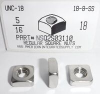 5/16-18 REGULAR SQUARE NUTS 18-8-SS
