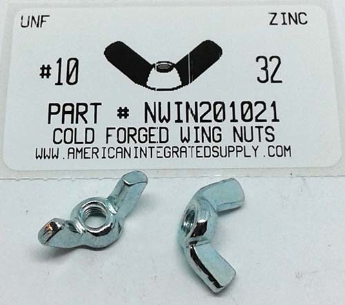 #10-32 WING NUT COLD FORGED STEEL ZINC PLATED