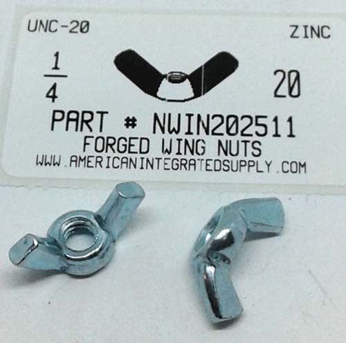 1/4-20 WING NUT COLD FORGED STEEL ZINC PLATED