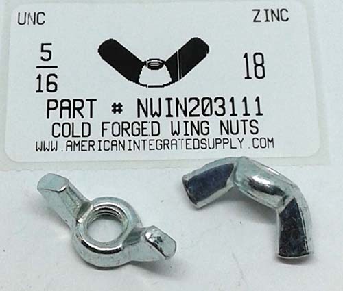 5/16-18 WING NUT COLD FORGED STEEL ZINC PLATED