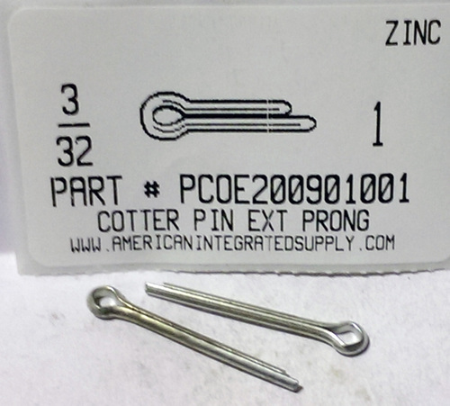 3/32X1 COTTER PIN EXTENDED PRONG STEEL ZINC PLATED (DISCONTINUED)