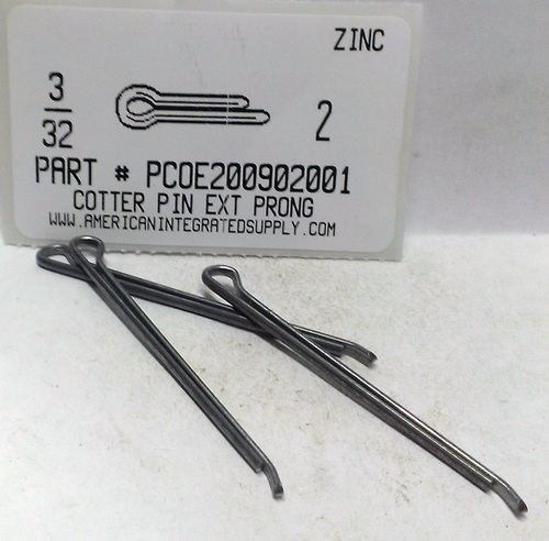 3/32X2 COTTER PIN EXTENDED PRONG STEEL ZINC PLATED