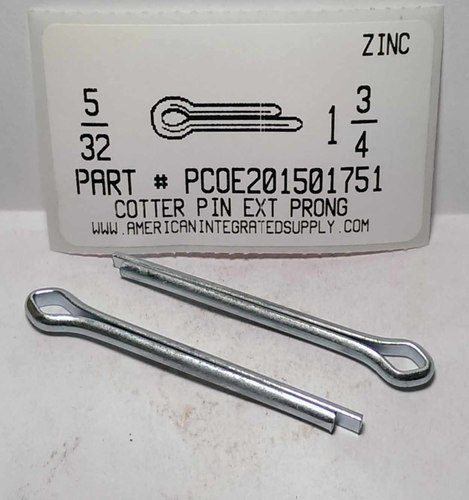5/32X1-3/4 COTTER PIN EXTENDED PRONG STEEL ZINC PLATED