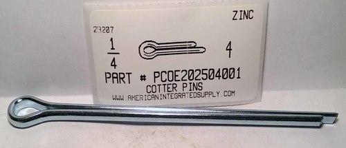 1/4X4 COTTER PIN EXTENDED PRONG STEEL ZINC PLATED