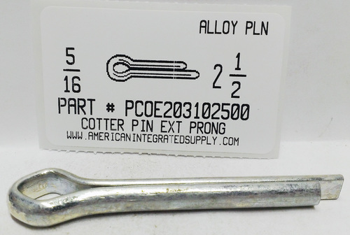 5/16X2-1/2 COTTER PIN EXTENDED PRONG STEEL ZINC PLATED