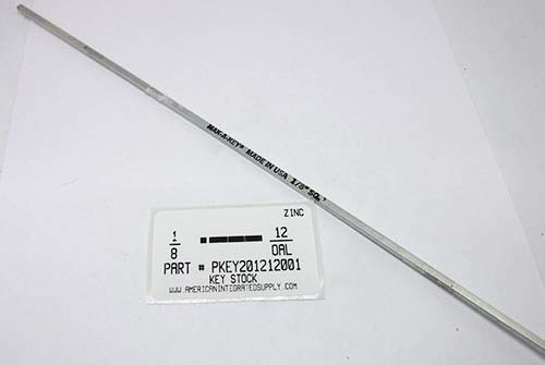 1/8X12 SQUARE KEY STOCK STEEL ZINC PLATED