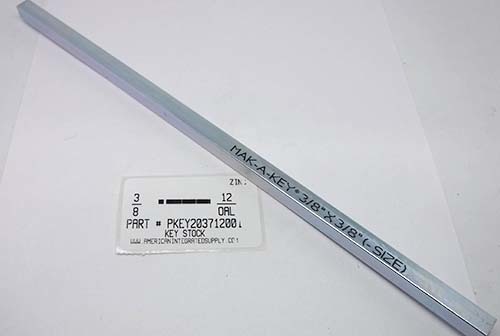 3/8X12 SQUARE KEY STOCK STEEL ZINC PLATED