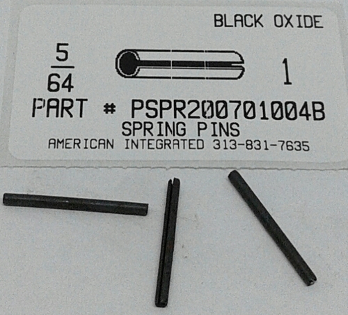 5/64X1 SLOTTED SPRING PIN STEEL BLACK OX.