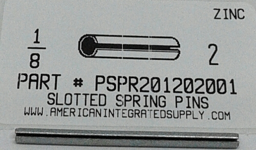1/8X2 SLOTTED SPRING PIN STEEL ZINC PLATED