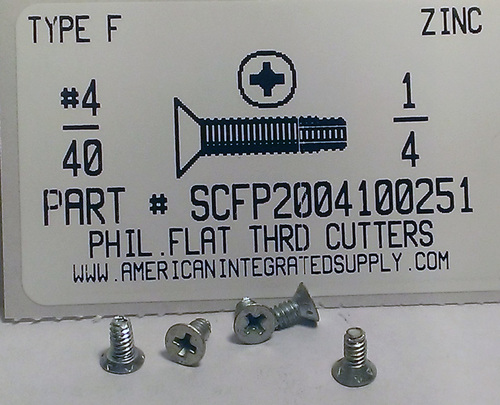 #4-40X1/4 UNDERCUT FLAT HEAD PHILLIPS THREAD CUTTING SCREW