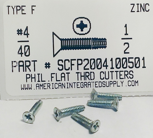 #4-40X1/2 FLAT HEAD PHILLIPS THREAD CUTTING SCREW