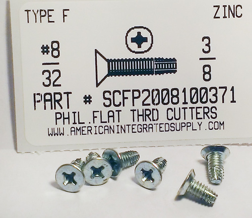 #8-32X3/8 FLAT HEAD PHILLIPS THREAD CUTTING SCREW