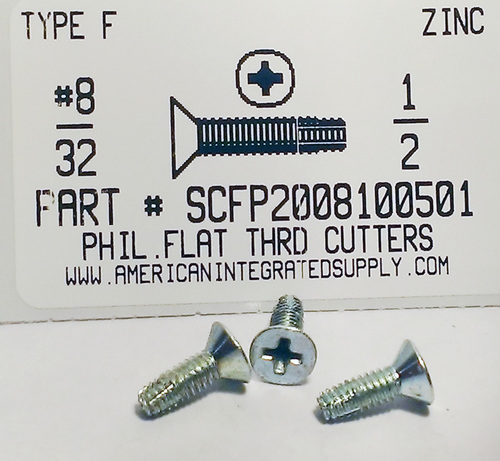 #8-32X1/2 FLAT HEAD PHILLIPS THREAD CUTTING SCREW