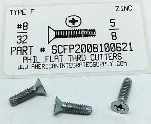 #8-32X5/8 FLAT HEAD PHILLIPS THREAD CUTTING SCREW