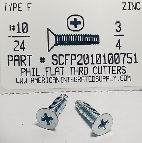 #10-24X3/4 FLAT HEAD PHILLIPS THREAD CUTTING SCREW