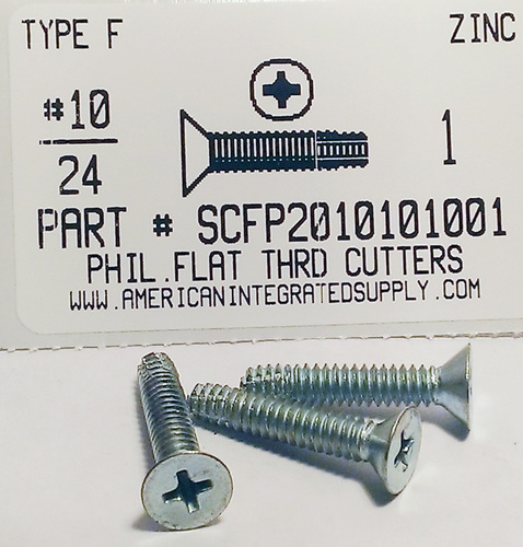 #10-24X1 FLAT HEAD PHILLIPS THREAD CUTTING SCREW