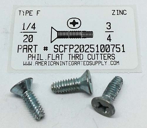 1/4-20X3/4 FLAT HEAD PHILLIPS THREAD CUTTING SCREW