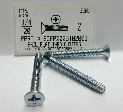 1/4-20X2 FLAT HEAD PHILLIPS THREAD CUTTING SCREW