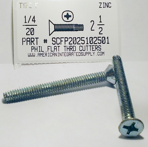 1/4-20X2-1/2 FLAT HEAD PHILLIPS THREAD CUTTING SCREW