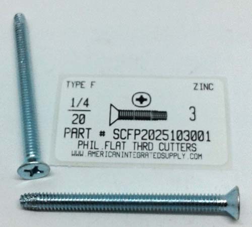 1/4-20X3 FLAT HEAD PHILLIPS THREAD CUTTING SCREW