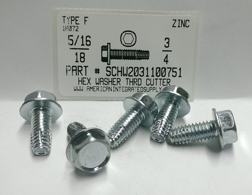 5/16-18X3/4 HEX WASHER HEAD THREAD CUTTING SCREW TYPE F STEEL ZINC PLATED (DISCONTINUED)