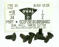 #10-24X1/2 OVAL HEAD PHILLIPS THREAD CUTTING SCREW TYPE 23 STEEL BLACK OXIDE (DISCONTINUED)