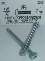 #10-32X2-1/2 PAN HEAD PHILLIPS THREAD CUTTING SCREW TYPE F STEEL ZINC PLATED