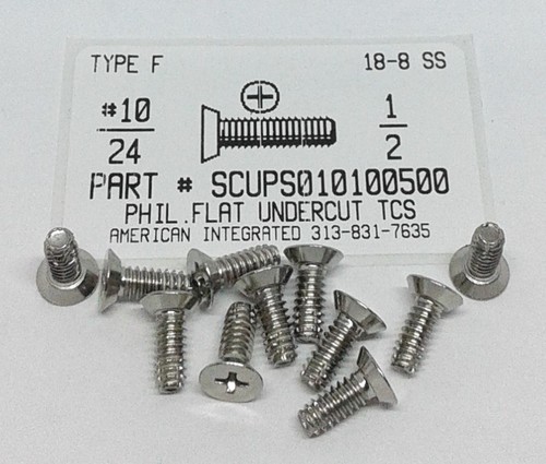 #10-24X1/2 UNDERCUT FLAT HEAD PHILLIPS THREAD CUTTING SCREW