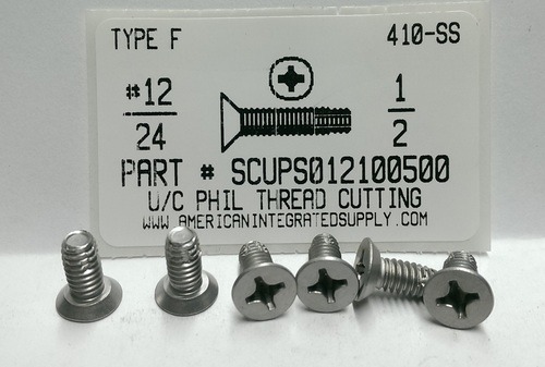 #12-24X1/2 UNDERCUT FLAT HEAD PHILLIPS THREAD CUTTING SCREW