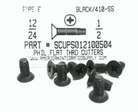 #12-24X1/2 UNDERCUT FLAT HEAD PHILLIPS THREAD CUTTING SCREW TYPE F 410 STAINLESS STEEL BLACK OXIDE