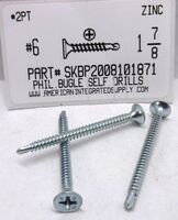 #6X1-7/8 BUGLE HEAD PHILLIPS SELF DRILLING DRYWALL SCREW #2 POINT STEEL ZINC PLATED