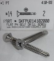 #14X2 FLAT HEAD PHILLIPS SELF DRILLING SCREW 410 STAINLESS STEEL