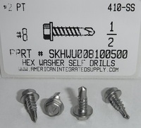 #8X1/2 HEX WASHER HEAD SELF-DRILLING SCREW #2 POINT 410 STAINLESS STEEL