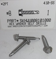 #8X1 HEX WASHER HEAD SELF-DRILLING SCREW #2 POINT 410 STAINLESS STEEL