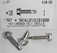 #10X1 HEX WASHER HEAD SELF DRILLING SCREW #3 POINT 410 STAINLESS STEEL