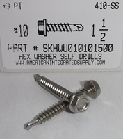 #10X1-1/2 HEX WASHER HEAD SELF DRILLING SCREW #3 POINT 410 STAINLESS STEEL