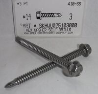 #14X3 HEX WASHER HEAD SELF DRILLING SCREW #3 POINT 410 STAINLESS STEEL