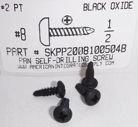 #8X1/2 PAN HEAD PHILLIPS SELF DRILLING SCREW #2 POINT STEEL BLACK OXIDE (DISCONTINUED)