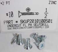 #10X1/2 UNDERCUT FLAT HEAD PHILLIPS SELF DRILLING SCREW #2 POINT STEEL ZINC PLATED