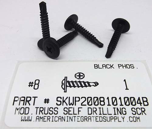 #8X1 MODIFIED TRUSS HEAD PHILLIPS SELF DRILLING SCREW BLACK OXIDE