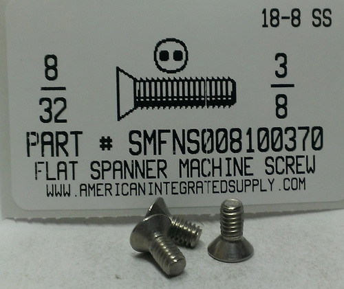#8-32X3/8 FLAT HEAD SPANNER DRIVE MACHINE SCREW 18-8 STAINLESS STEEL