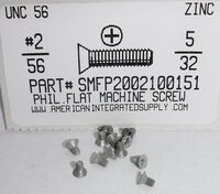 #2-56X5/32 FLAT HEAD PHILLIPS MACHINE SCREW STEEL ZINC PLATED