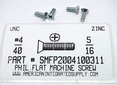 #4-40X5/16 FLAT HEAD PHILLIPS MACHINE SCREW STEEL ZINC PLATED