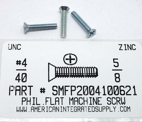 #4-40X5/8 FLAT HEAD PHILLIPS MACHINE SCREW STEEL ZINC PLATED