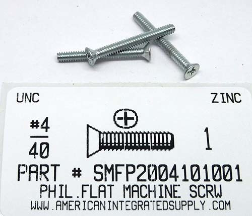 #4-40X1 FLAT HEAD PHILLIPS MACHINE SCREW STEEL ZINC PLATED