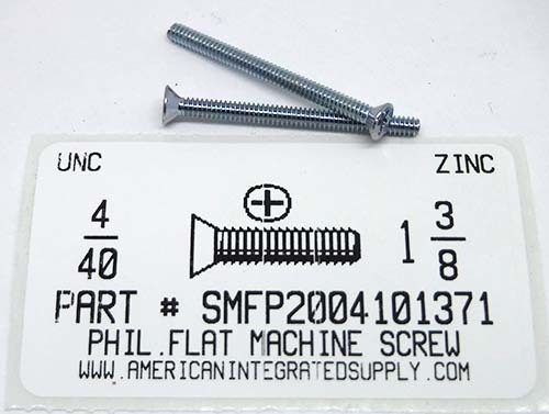 #4-40X1-3/8 FLAT HEAD PHILLIPS MACHINE SCREW STEEL ZINC PLATED