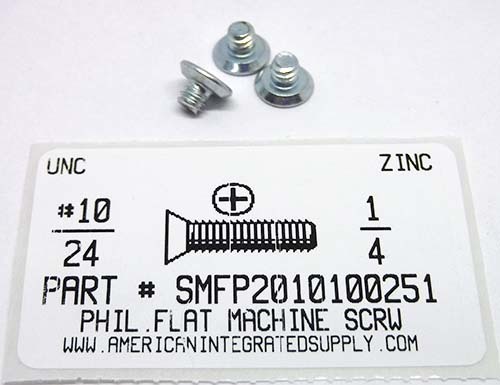#10-24X1/4 UNDERCUT FLAT HEAD PHILLIPS MACHINE SCREW STEEL ZINC PLATED